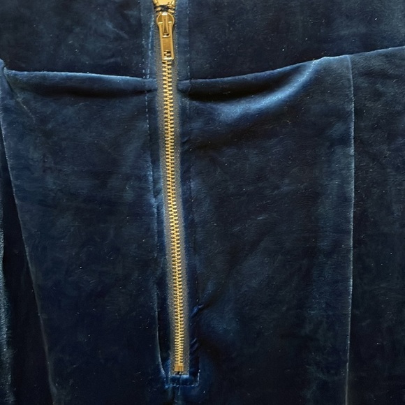 2 piece velvet pants set crop top and pants - BLUE - Picture 11 of 16